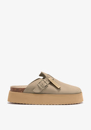 Vibe Sandals Clog Platform Suede Taupe