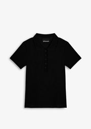 Rib Polo Top Black