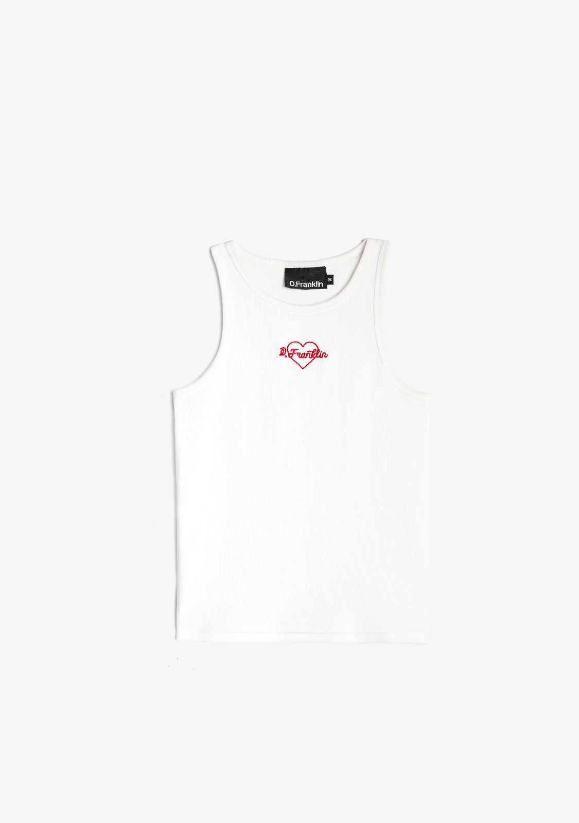 Rib Tank Top Heart White