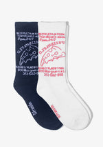 Pizza Socks 2 Pack White-Navy